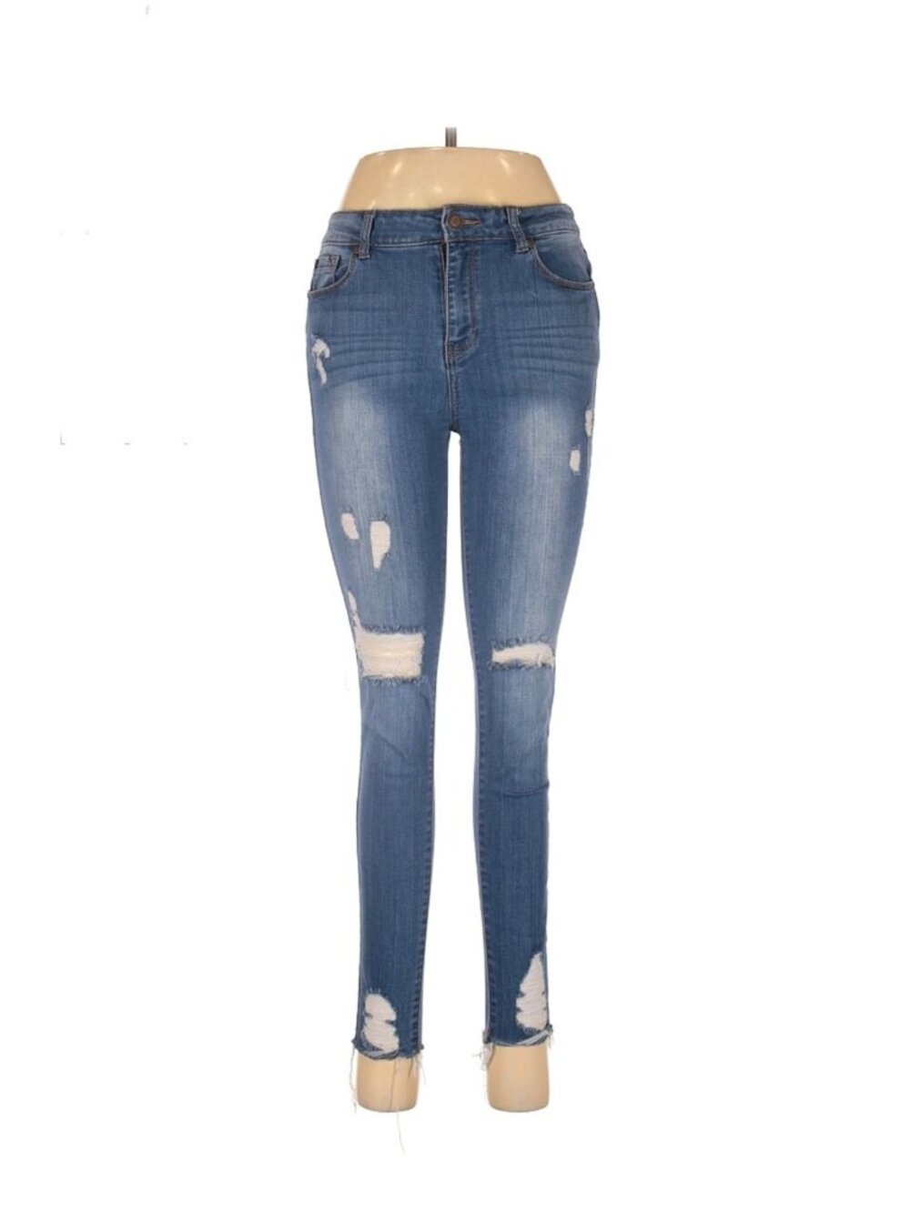 En Jean Medium Wash Blue Distressed Raw Hem Jeans Size 7